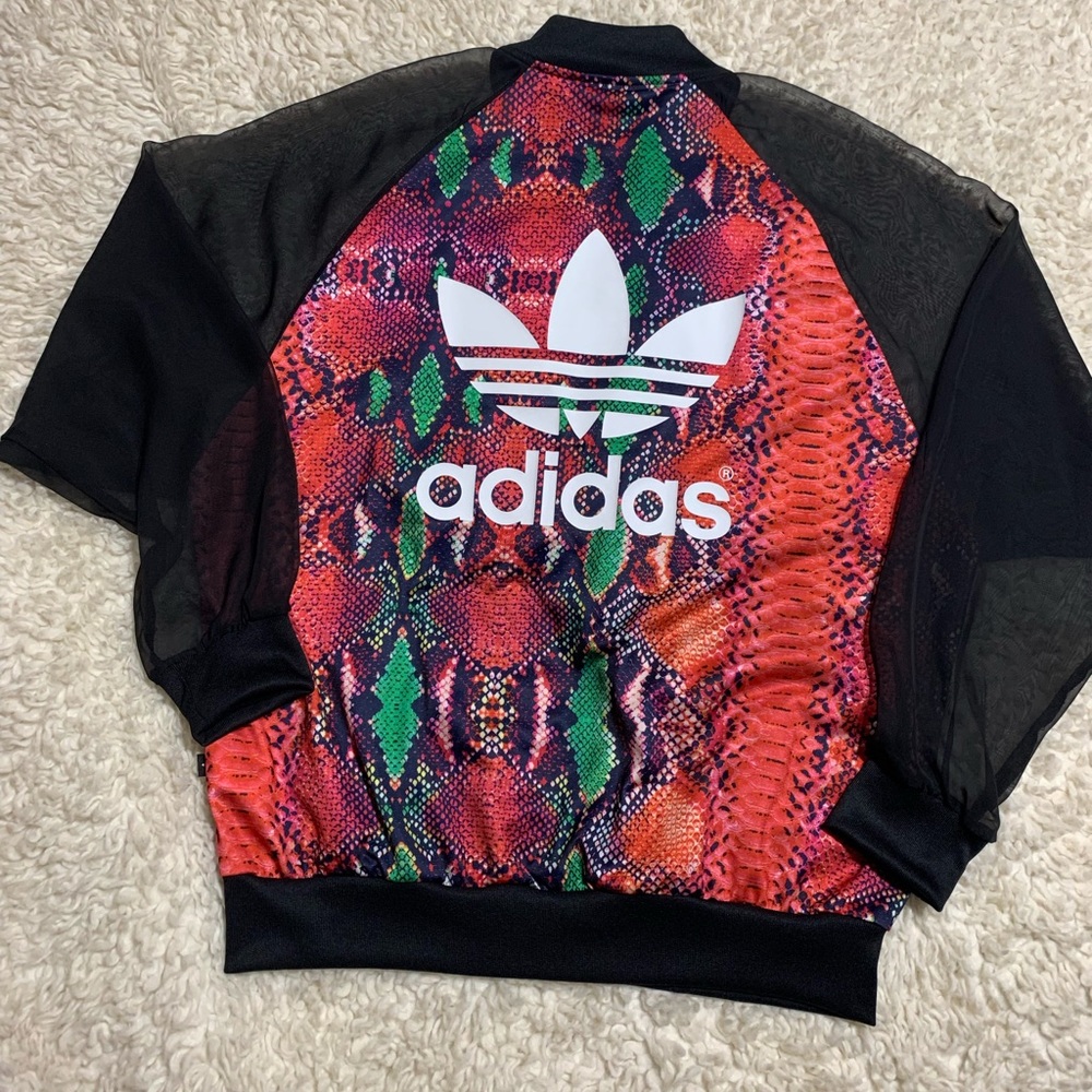 🔥ADIDAS RED SNAKESKIN PRINT TRACK JACKET Size S